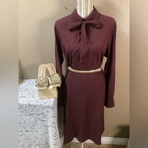 Who What Wear Burgundy Dress with Tie.